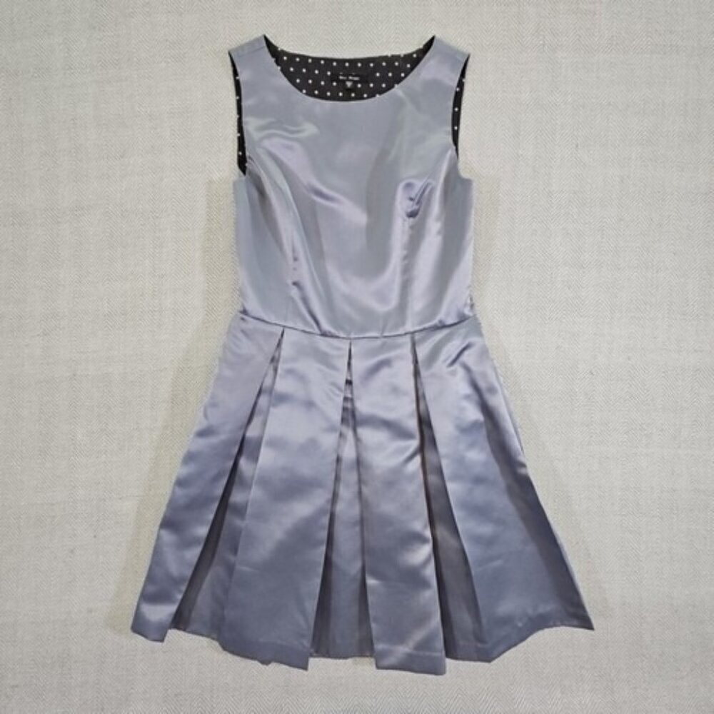 Blu Sage Women's Size 12 Gray Pleated A-Line Sleeveless Formal Midi Dress Y2K